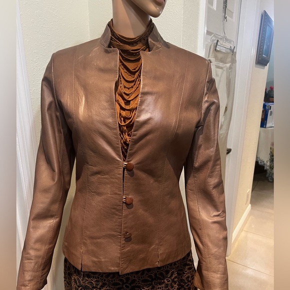 BROWN NAPPA LEATHER JACKET - Picture 2 of 12
